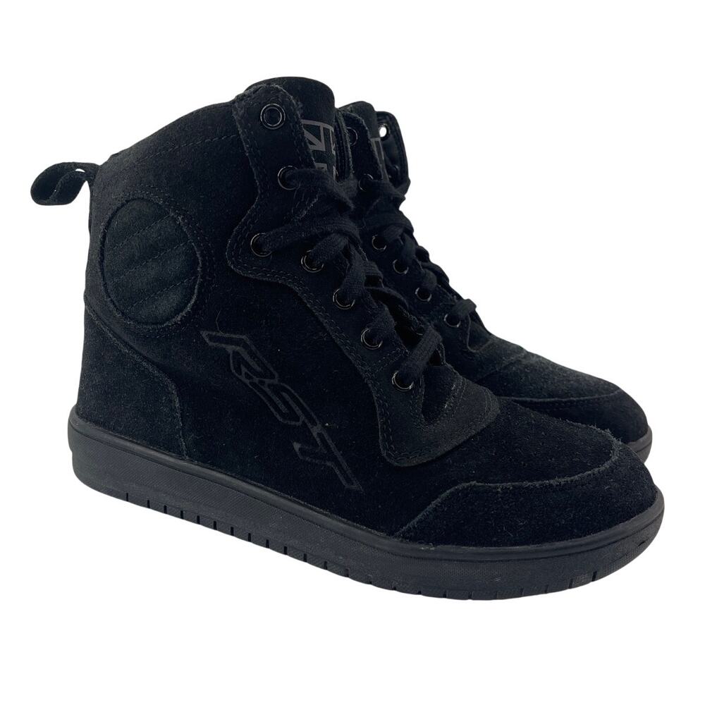 RST Hitop Moto CE Womens 7 Black Suede Motorcycle Sneaker Boot Riding Shoes